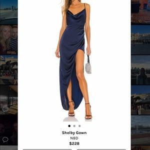 Shelby NBD navy blue dress slit XS